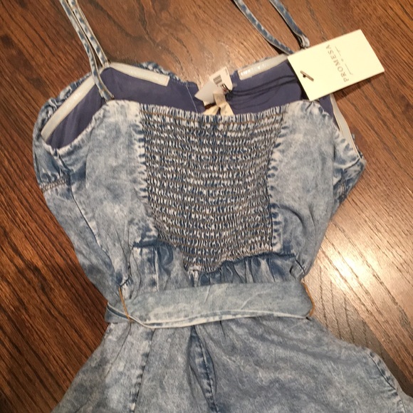 NWT Promesa Counting Clouds Acid-Wash Denim Skirt Romper. Size L - Picture 7 of 12